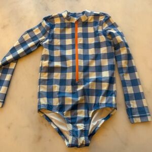 Primary Blue and White Checkered Kids Rashguard